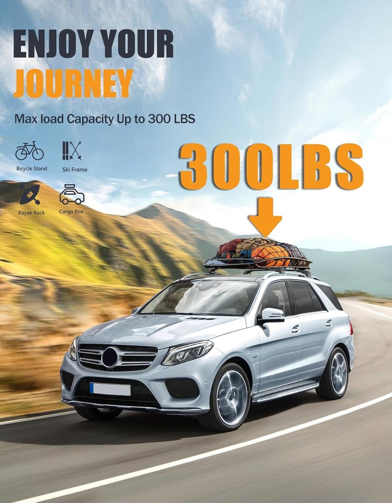 KINGGERI 300lbs Lockable Roof Rack Cross Bars Compatible with Mercedes Benz GLE 2015-2025 with Raised Side Rails, Heavy Duty Aluminum Roof Rails Crossbars Luggage Accessories - Image 3